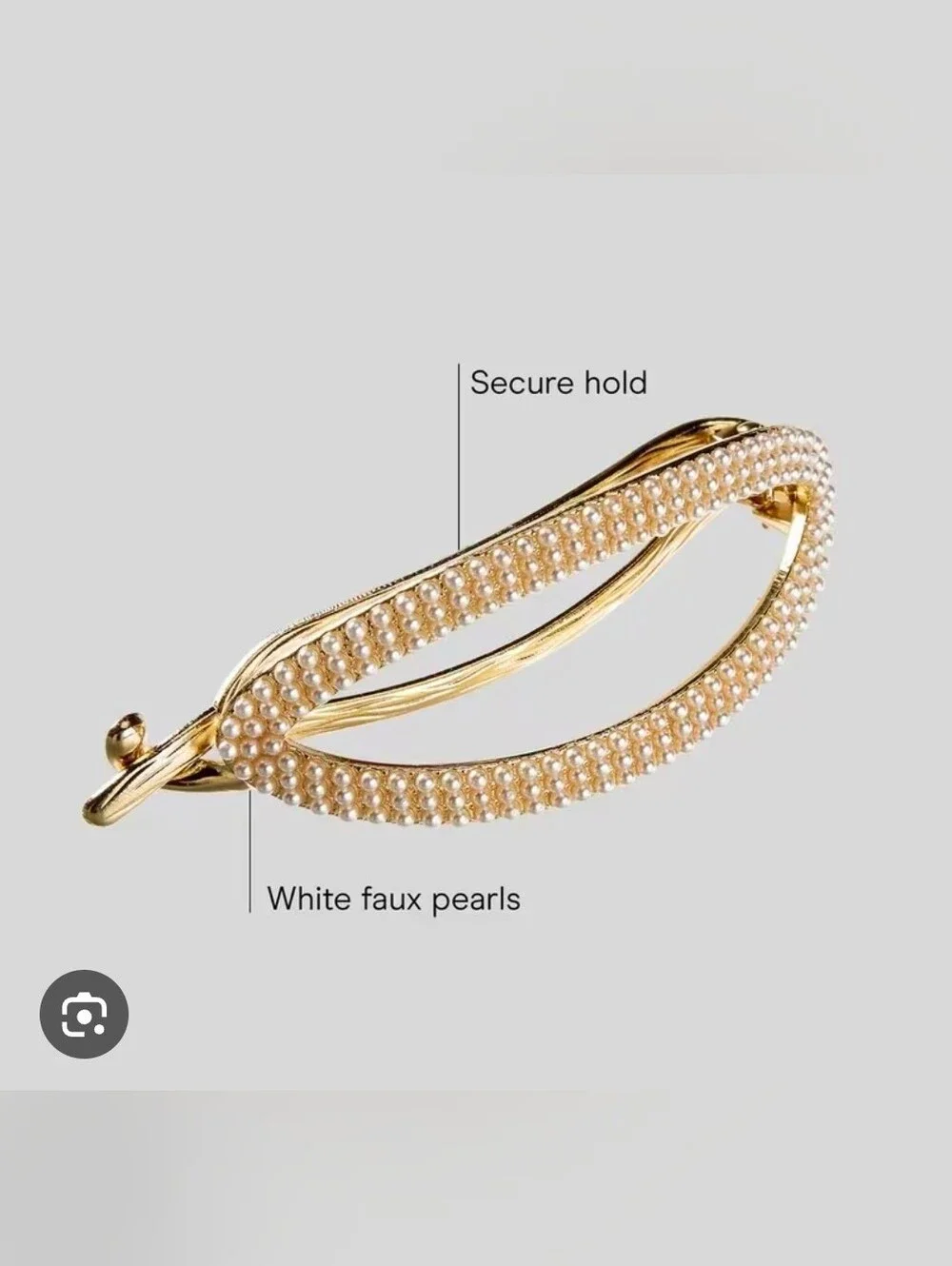 Elegant Faux Pearl & Gold-Tone Oval Hair Clip -  BNIB